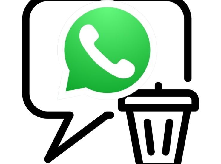 Icona WhatsApp con simbolo del cestino per eliminare i messaggi 