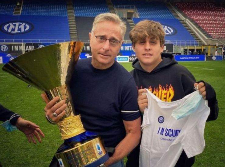 Paolo Bonolis e suo figlio Davide a San Siro