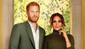 Harry e Meghan foto con espressioni serie